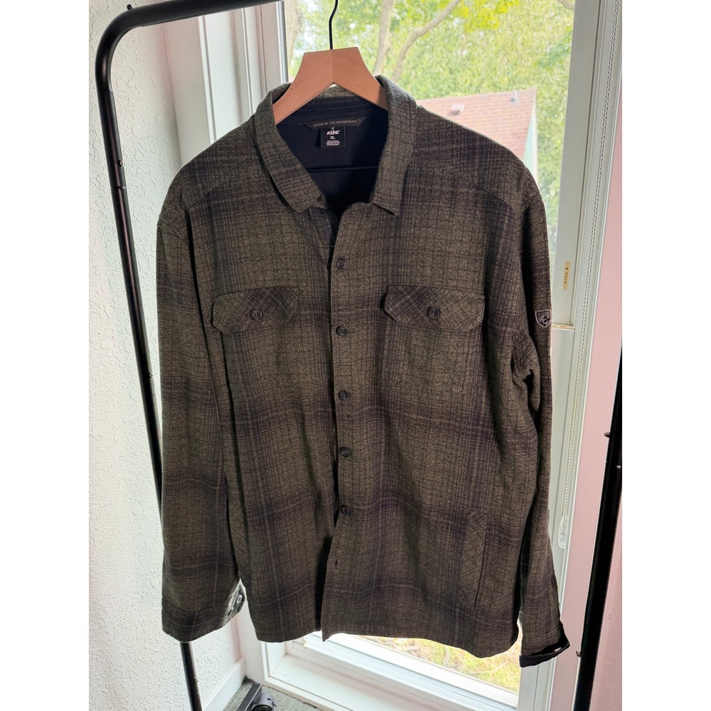 Kuhl Joyrydr Lined Flannel Shirt Jacket Mens XL Green Plaid Style 7516